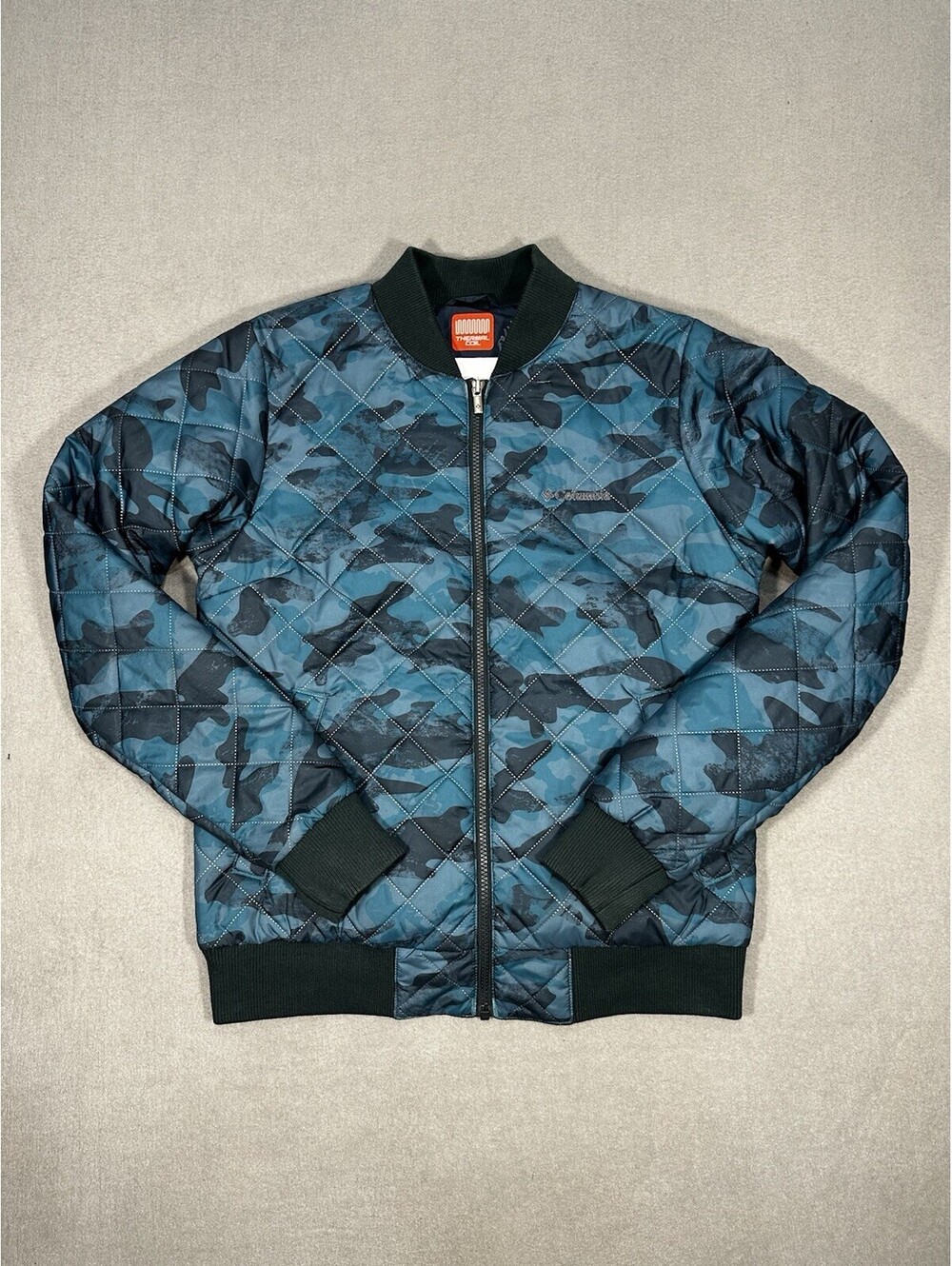 Columbia Thermal Coil Quilted Bomber Jacket Camo Green Mens Medium Insulated